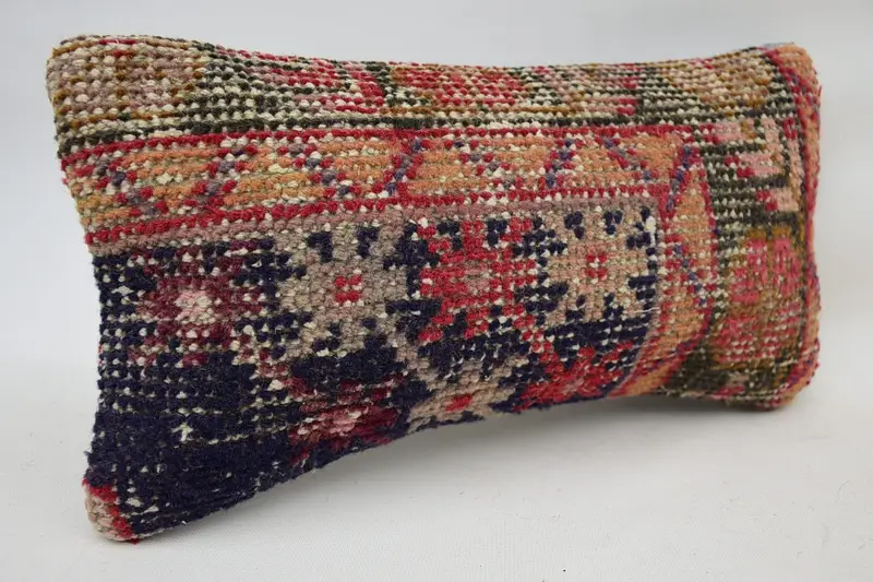 Turkish Kilim Pillow, Pillow, Handwoven Pillow Cover Cushion, Vintage Pillow, Pillow for Couch, 8x16 Blue Pillow Cover - 2