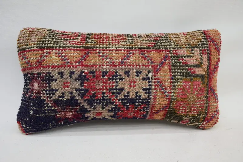 Turkish Kilim Pillow, Pillow, Handwoven Pillow Cover Cushion, Vintage Pillow, Pillow for Couch, 8x16 Blue Pillow Cover - 1