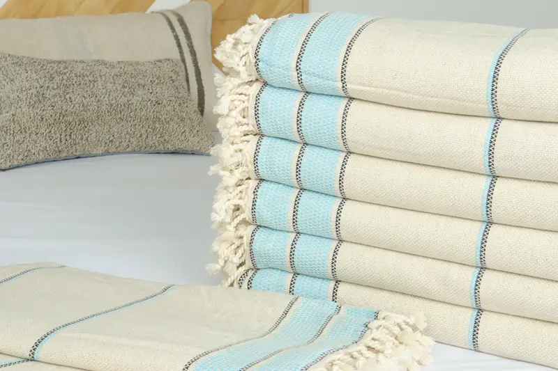 Aesthetic Blanket, Boho Throw Blankets, 104x96 Cotton Striped Towel, Bachelor Bachelorette Party Favors, Bridal Shower Gift, Housewarming Gift - 3
