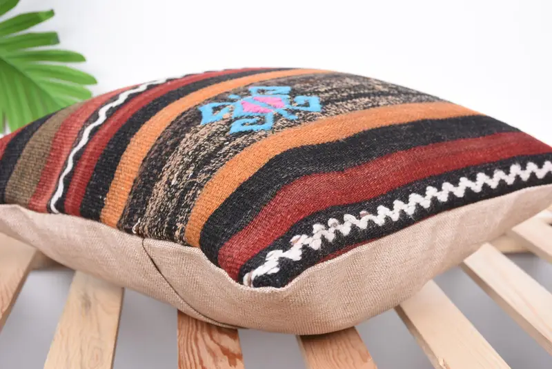 Pillow, Designer Throw Cushion Cover, Boho Pillow, Turkish Pillow, 16x16 Blue Pillow Sham, Accent Pillow Cover, Kilim Pillow Cover, Toss Pillow Case - 6