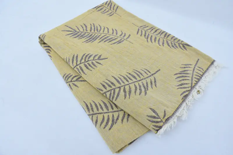 Turkish Towel Beach Towel, 68x40 Cotton Leaf Design Towel, Fouta towel, Bachelorette Party Favors Beach, Sand-free towel, Quick-dry peshtemal - 6