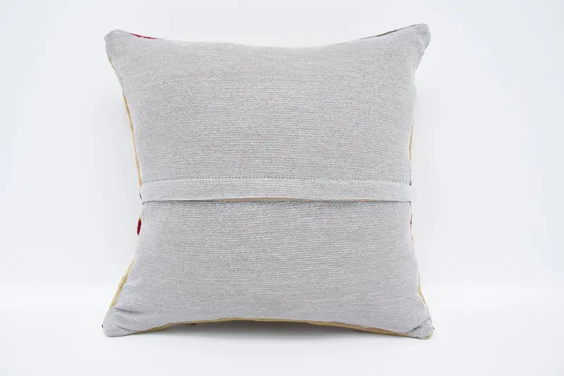 Boho Pillow, 16x16 Beige Pillow Cover, Vintage Kilim Throw Pillow, Muted Pillow Cover, Nomadic Cushion, Cushion Cover, Boho Pillow Sham Cover - 6