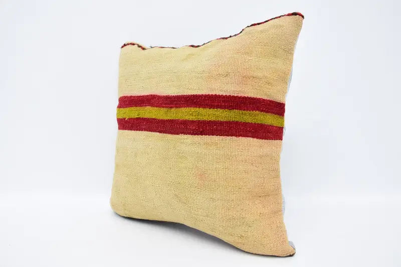 Boho Pillow, 16x16 Beige Pillow Cover, Vintage Kilim Throw Pillow, Muted Pillow Cover, Nomadic Cushion, Cushion Cover, Boho Pillow Sham Cover - 4