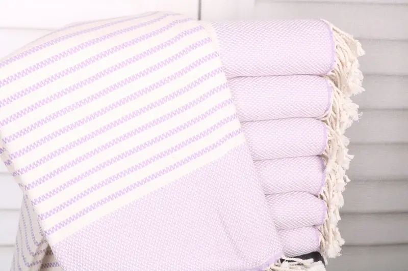 Striped Towel Lilac-Natural Cotton 40x75 Inches