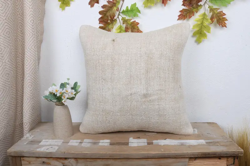 Outdoor Throw Cushion Case, Turkish Kilim Pillow, Designer Throw Cushion, Pillow Sham, 18x18 White Cushion Case, Home Decor Pillow, Turkish Pillow - 1