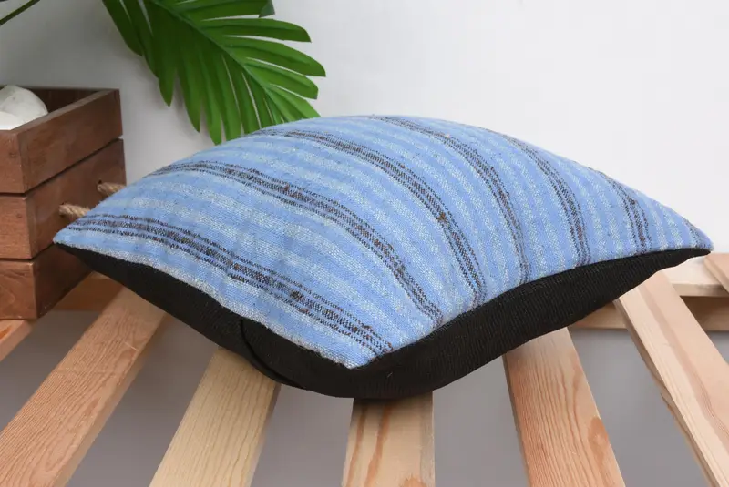 Pillow for Couch, Cushion Cover, Vintage Kilim Throw Pillow, Kilim Pillow, Floor Pillow, 12x12 Blue Cushion Case, Office Chair Pillow Case - 6