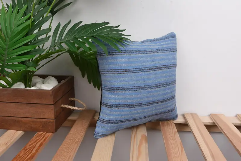 Pillow for Couch, Cushion Cover, Vintage Kilim Throw Pillow, Kilim Pillow, Floor Pillow, 12x12 Blue Cushion Case, Office Chair Pillow Case - 4