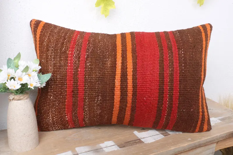12x20 Red Cushion Case, Indoor Pillow, Pillow for Sofa, Antique Pillows, Kilim Rug Pillow Sham, Cushion Cover, Throw Kilim Pillow - 4