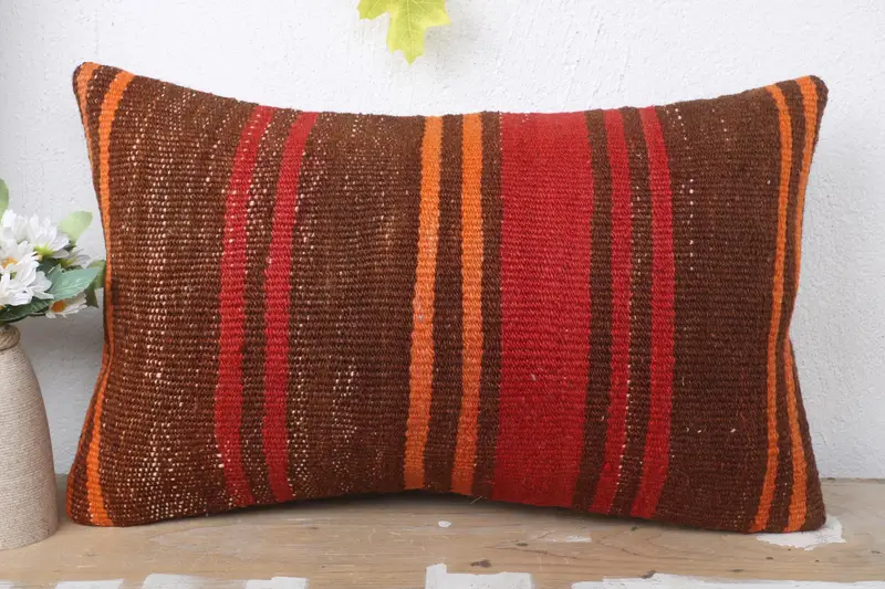 12x20 Red Cushion Case, Indoor Pillow, Pillow for Sofa, Antique Pillows, Kilim Rug Pillow Sham, Cushion Cover, Throw Kilim Pillow - 2