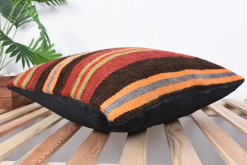 Pillow Sham, Vintage Kilim Throw Pillow, Turkish Pillow, 20x20 Red Cushion, Turkish Kilim Pillow, Morroccon Kilim Cushion Pillow Case - 6