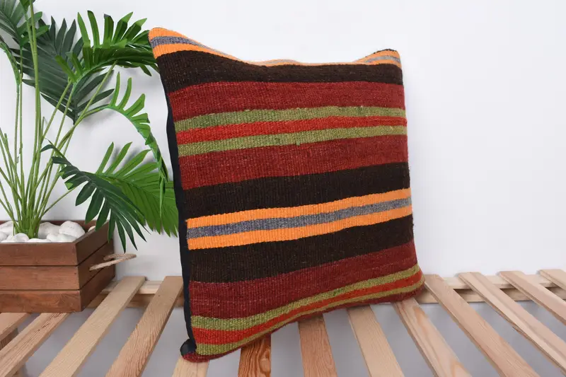 Pillow Sham, Vintage Kilim Throw Pillow, Turkish Pillow, 20x20 Red Cushion, Turkish Kilim Pillow, Morroccon Kilim Cushion Pillow Case - 4