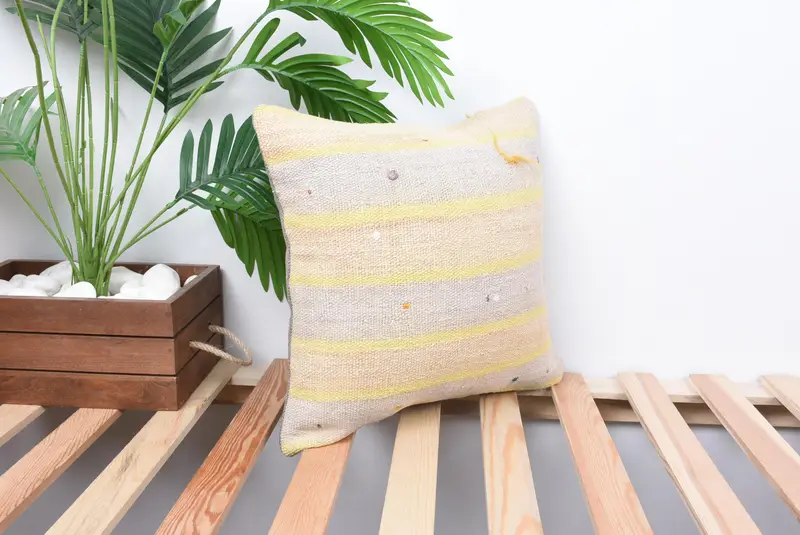 Cushion Cover, Wool Kilim Pillow Pillow Sham, 14x14 White Pillow Sham, Turkish Kilim Pillow, Nomadic Cushion Cover, Vintage Pillow, Pillow for Sofa - 4