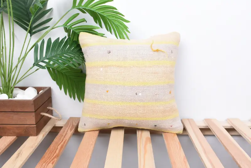 Cushion Cover, Wool Kilim Pillow Pillow Sham, 14x14 White Pillow Sham, Turkish Kilim Pillow, Nomadic Cushion Cover, Vintage Pillow, Pillow for Sofa - 1
