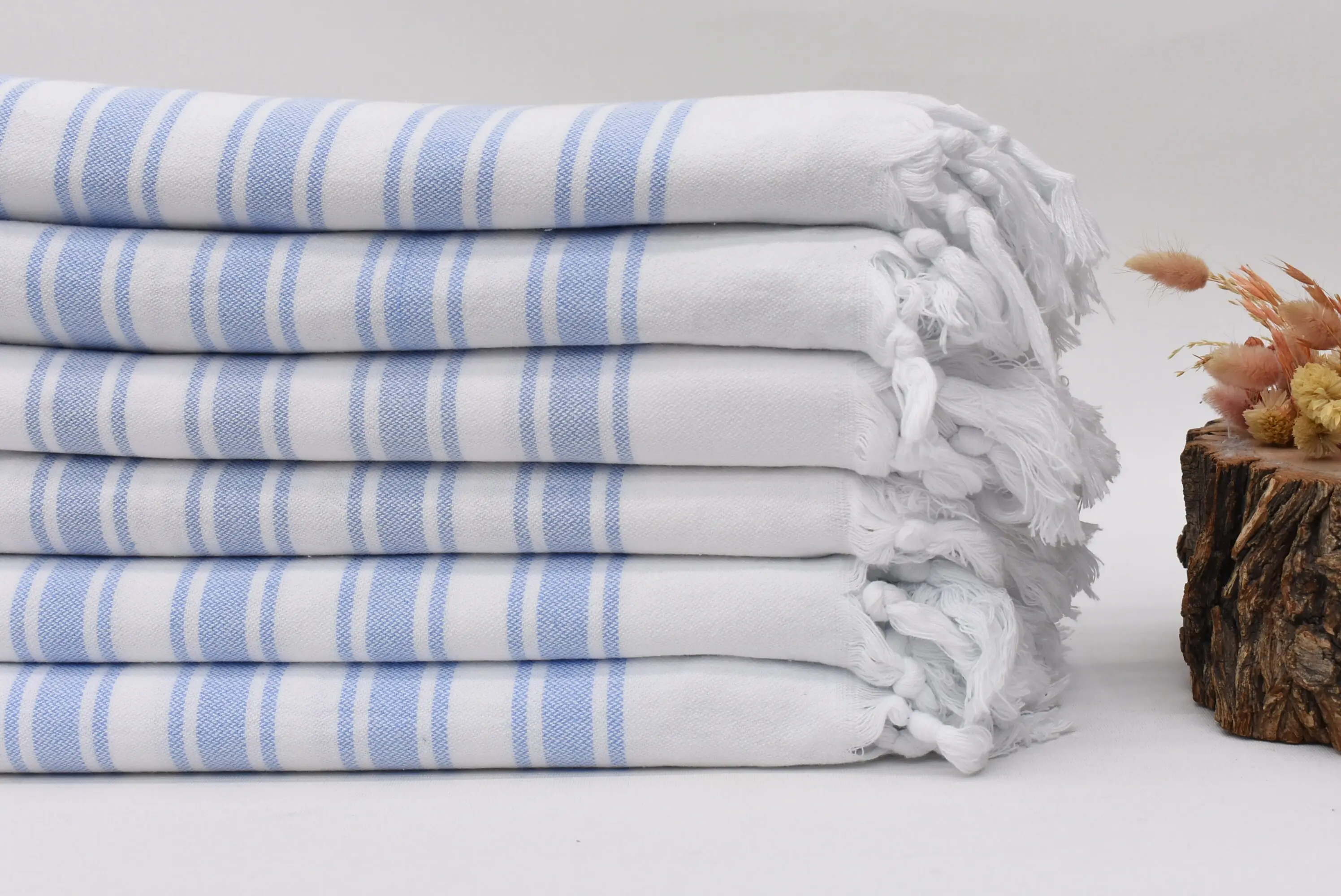 Beach Towel Monogram Turkish Cotton Blue Stripes, 75x40 Inches - 1
