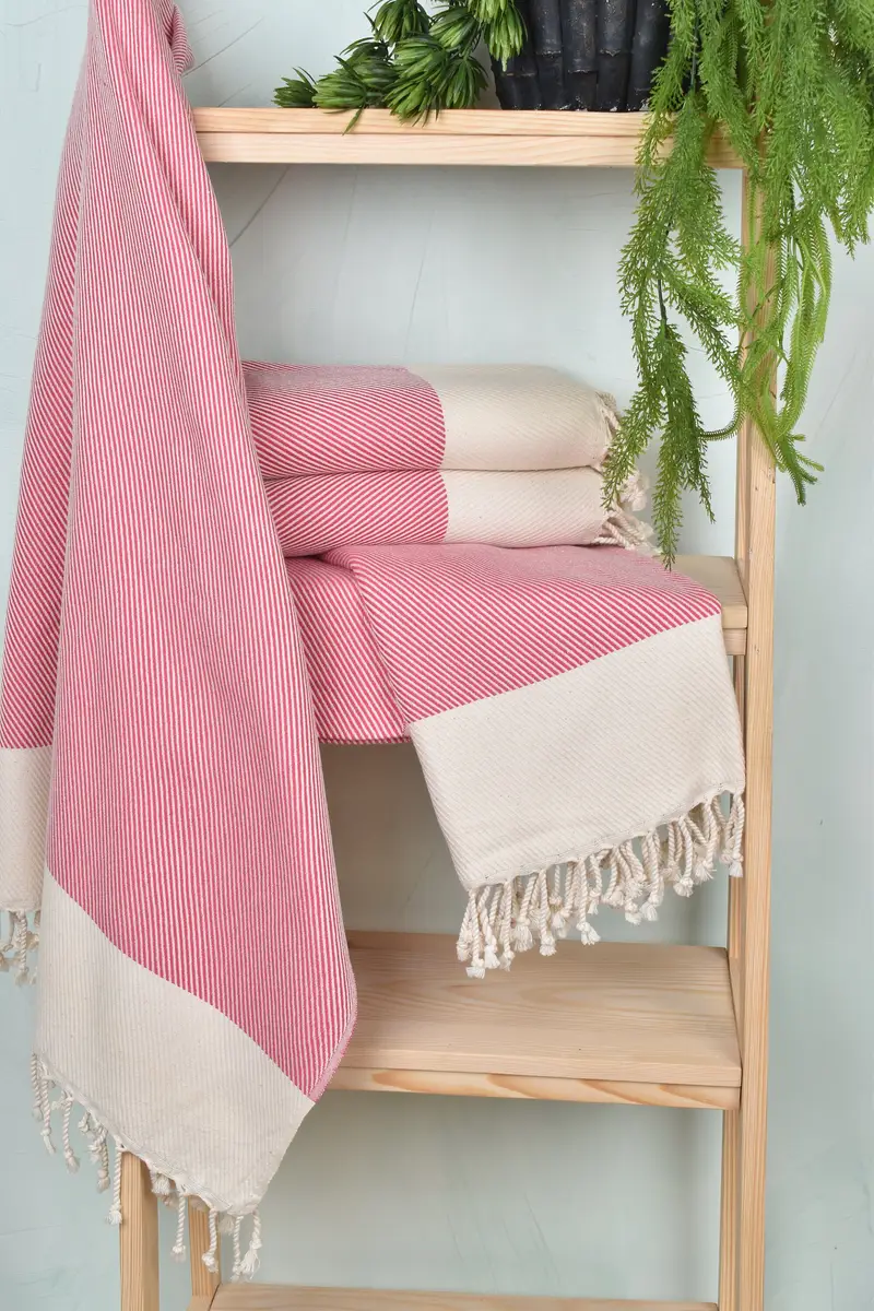 70x40 Cotton Striped Towel, Handwoven organic Turkish towel for spa, Gift Boxes Towel, Quick-Dry Beach Towel, Gift For Him, Housewarming Gift - 6