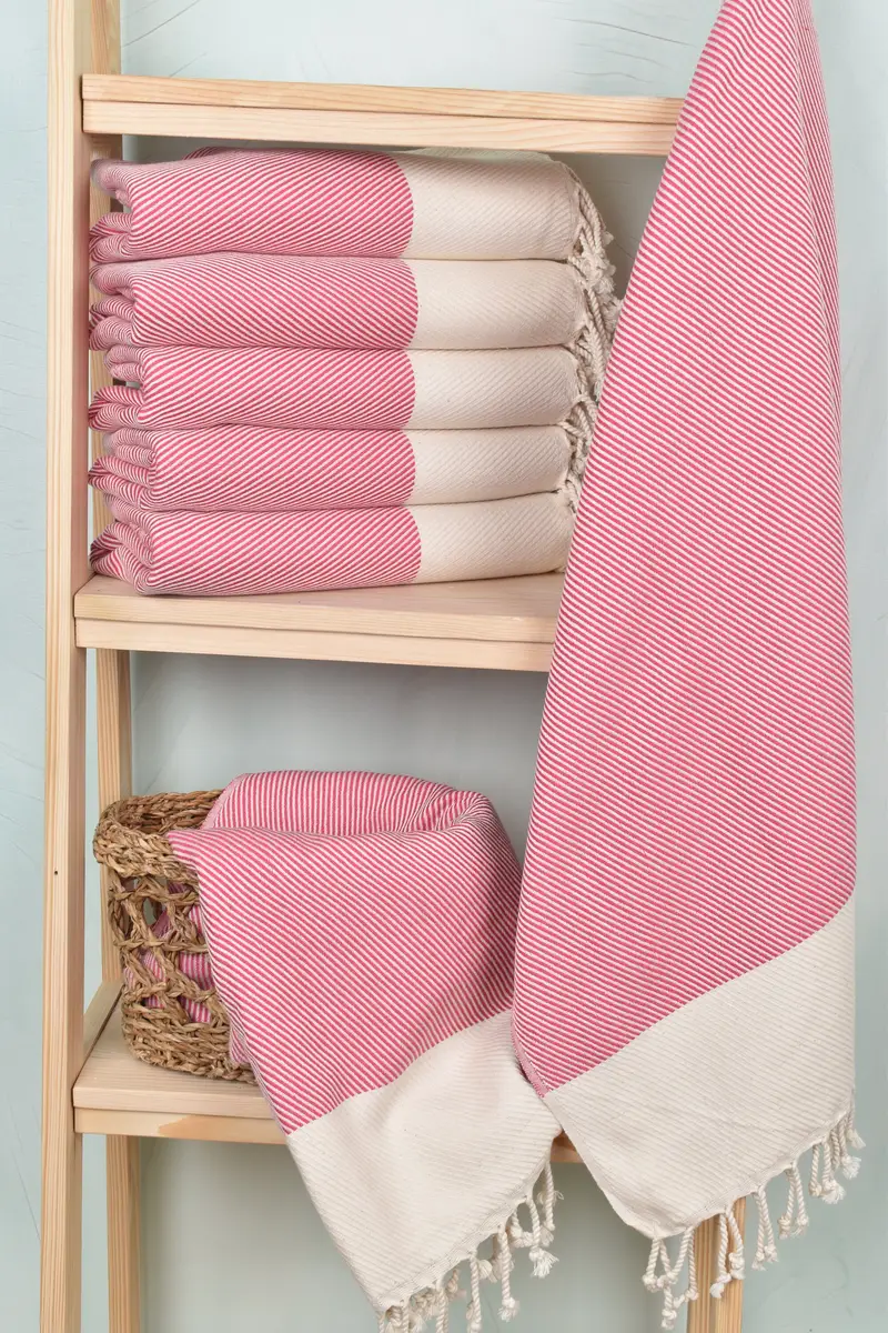 70x40 Cotton Striped Towel, Handwoven organic Turkish towel for spa, Gift Boxes Towel, Quick-Dry Beach Towel, Gift For Him, Housewarming Gift - 3