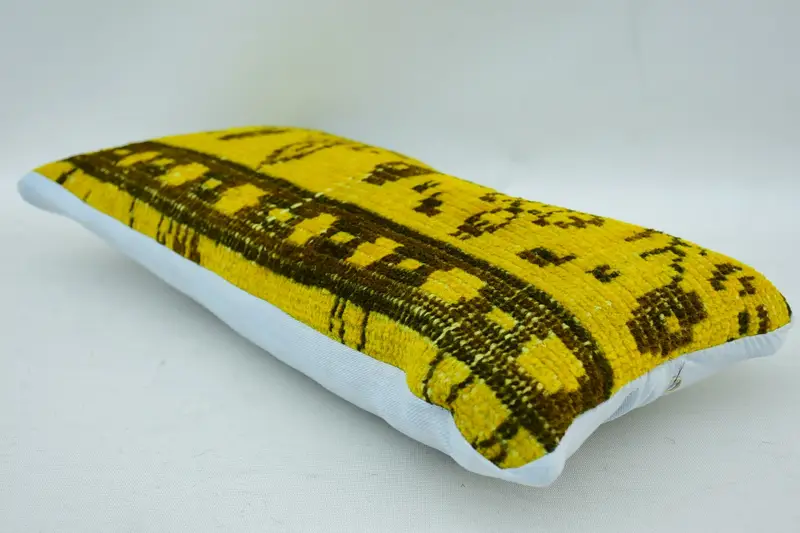 Pillow Cover, Vintage Pillow, Kilim Pillow Cover, Farmhouse Cushion, Bench Cushion Cover, 8x16 Yellow Pillow Case, Ethnical Kilim Rug Pillow - 6