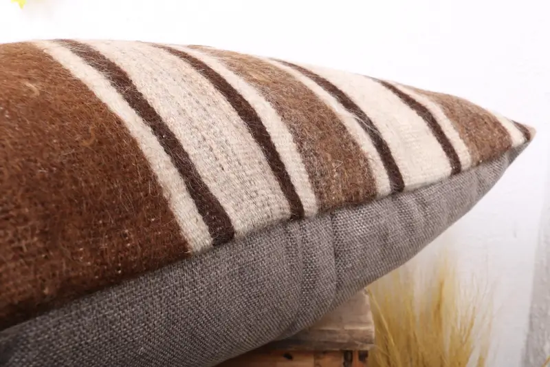 Pillow, Kilim Pillow Cover, Antique Pillows, Handmade Rug Seat Cushion, 20x20 Brown Cushion Case, Kilim Cushion Sham, Armchair Pillow - 6