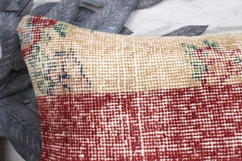 Bolster Cushion, Morroccon Kilim Cushion Cushion Cover, Turkish Kilim Pillow, 12x24 Red Cushion, Antique Pillows, Pillow Sham, Kilim Pillow - 2