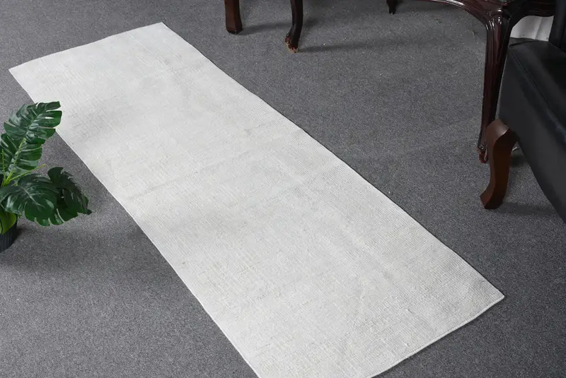 Alfombra vintage, alfombra corredor de 1,8x5,5 pies, alfombra turca de lana Ombré blanca - 1