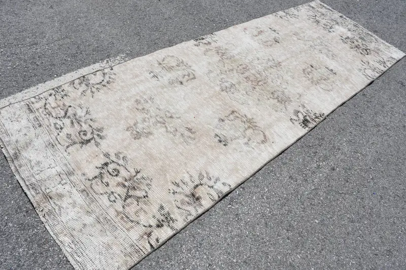 Alfombra turca Runner 3,5x9,7 pies (106x295 cm), alfombra vintage de lunares blancos Oushak - 1