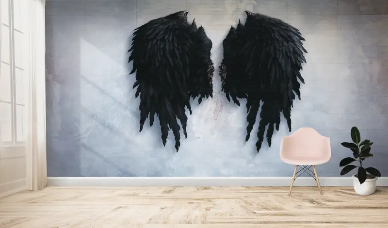 Elegante bedruckte Tapete: Abstraktes Modedesign mit Engelsflügeln