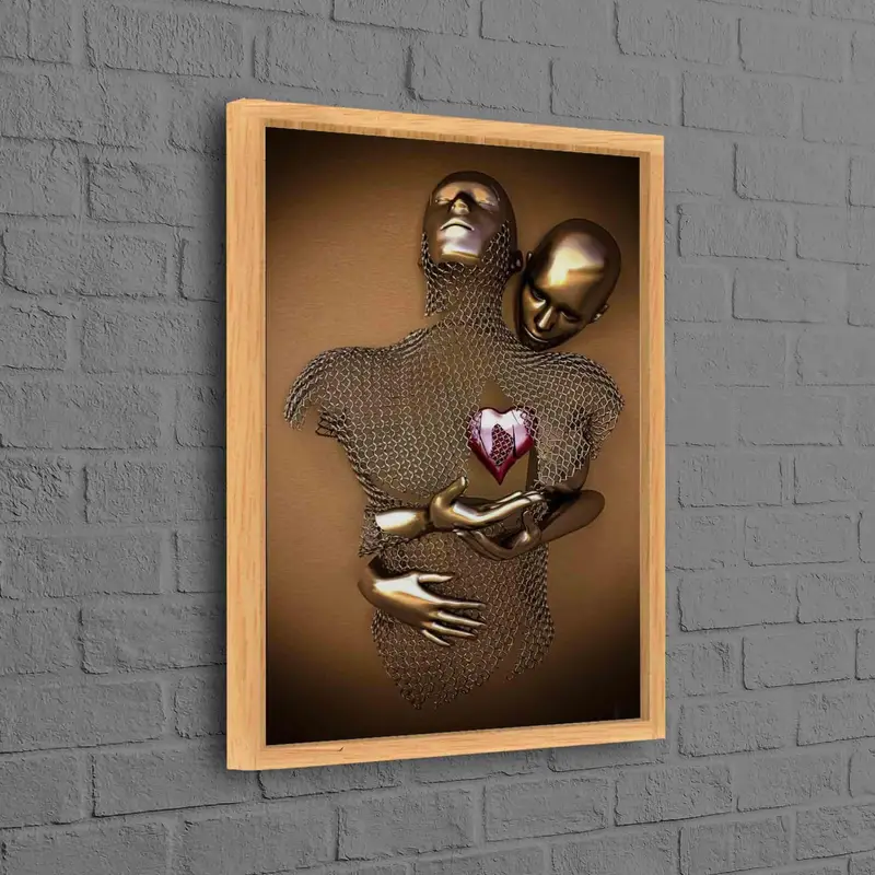 エレガントなシルバー カップル キャンバス: ロマンチックなメタリック アート プリント