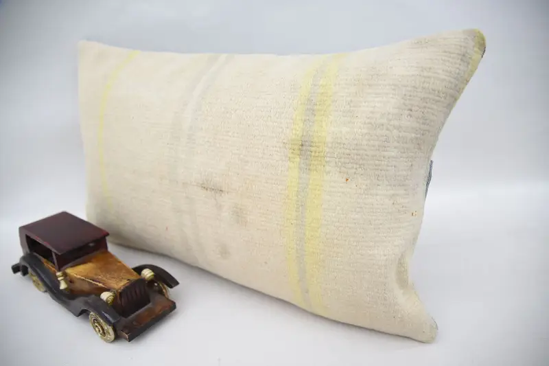 Pillow Cover, Kilim Cushion Sham, Car Cushion Case, Antique Pillows, Boho Pillow, 12x20 Beige Cushion, Square Throw Pillow Cover, Outdoor Cushion - 3