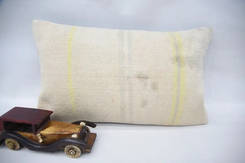 Pillow Cover, Kilim Cushion Sham, Car Cushion Case, Antique Pillows, Boho Pillow, 12x20 Beige Cushion, Square Throw Pillow Cover, Outdoor Cushion - 4