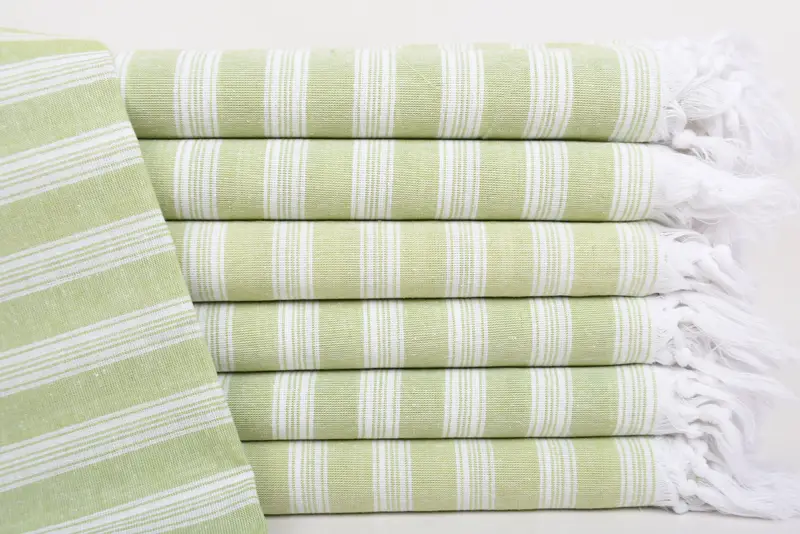 Bachelorette Party Towel Green Striped Organic Cotton, 70x40 Inches