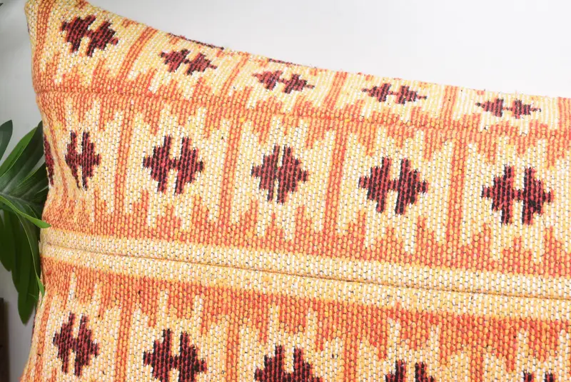 Tribal Cushion Cover, Cushion Case, Interior Designer Pillow, 16x43 Orange Pillow, Pillow for Couch, Turkish Pillow - 2