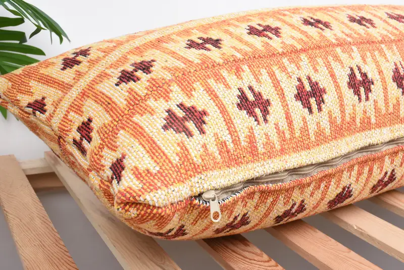Tribal Cushion Cover, Cushion Case, Interior Designer Pillow, 16x43 Orange Pillow, Pillow for Couch, Turkish Pillow - 6