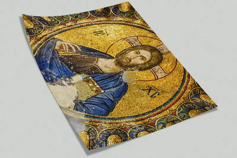 Abstract Mural, 3d Wall Paper, Wall Paper Peel and Stick, Paper Wall Art, Jesus Christ Mosaic, Modern Wall Mural, Jesus Christ Wallpaper, - 4