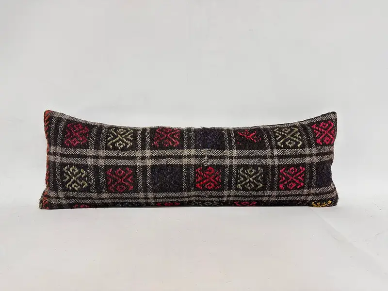 Cushion Case, 12x36 Brown Pillow Case, Ethnic Pillow Cover Cushion Cover, Kilim Pillow Cover, Interior Designer Pillow, Throw Kilim Pillow - 1