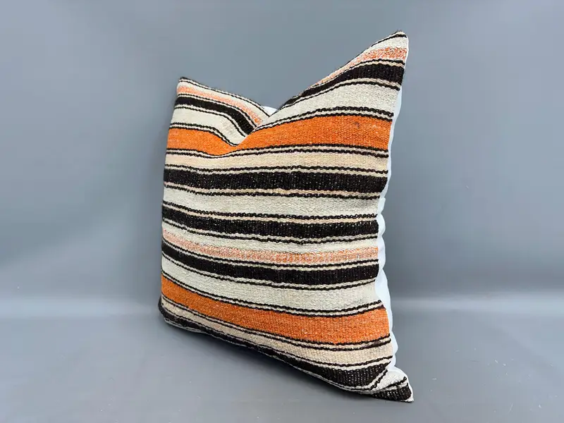 Retro Throw Pillow Sham, Handmade Cushion, Boho Pillow, Garden Cushion, Cushion Cover, Kilim Cushion Sham, Gift Pillow, 24x24 Beige Pillow Sham - 3