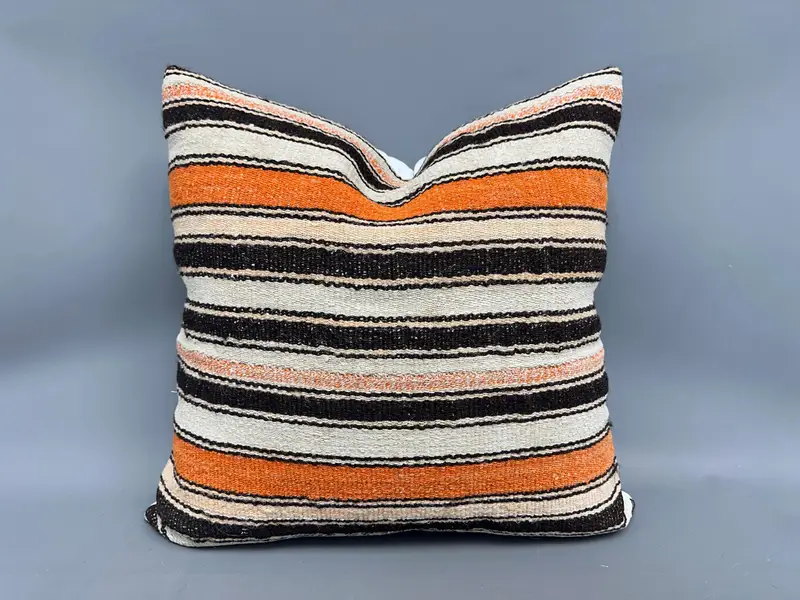 Retro Throw Pillow Sham, Handmade Cushion, Boho Pillow, Garden Cushion, Cushion Cover, Kilim Cushion Sham, Gift Pillow, 24x24 Beige Pillow Sham - 1