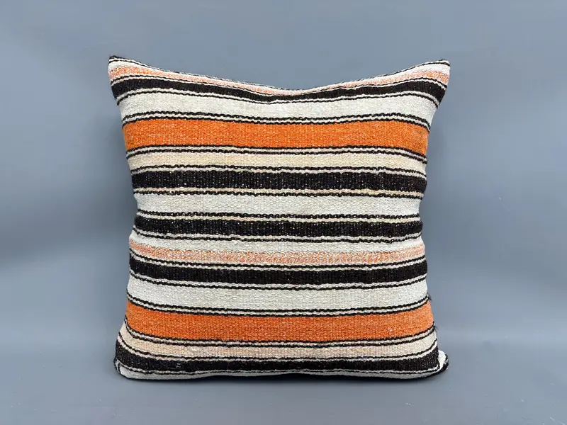 Retro Throw Pillow Sham, Handmade Cushion, Boho Pillow, Garden Cushion, Cushion Cover, Kilim Cushion Sham, Gift Pillow, 24x24 Beige Pillow Sham - 4