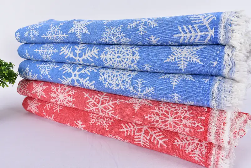 80x40 Cotton Snow Design Towel, Gym Towel, Turkish hand towel, Hammam towel, Engagement Gift, Thin and lightweight Turkish peshtemal, Bachelor Gifts - 3