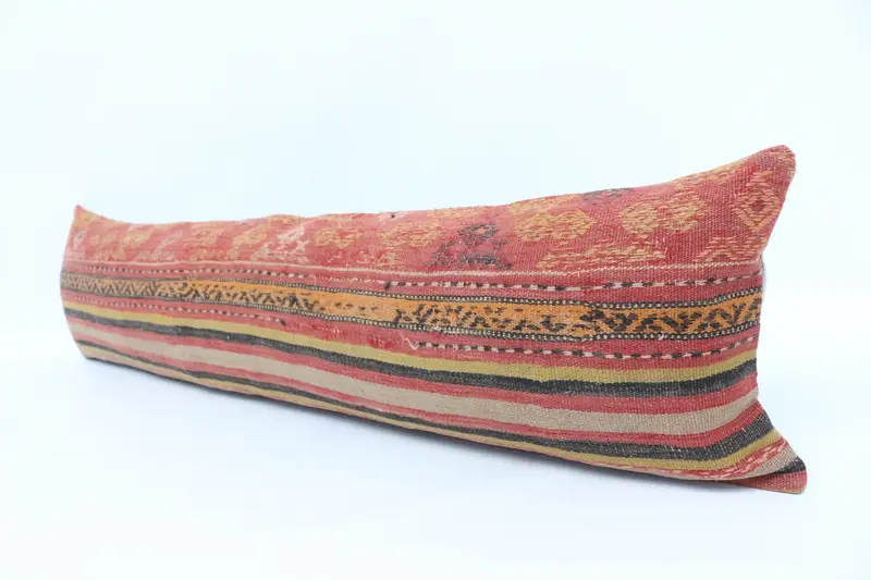 Throw Kilim Pillow, Bench Cushion Case, Vintage Pillow, 12x48 Red Pillow, Living Room Throw Pillow Sham, Pillow, Interior Designer Pillow - 4