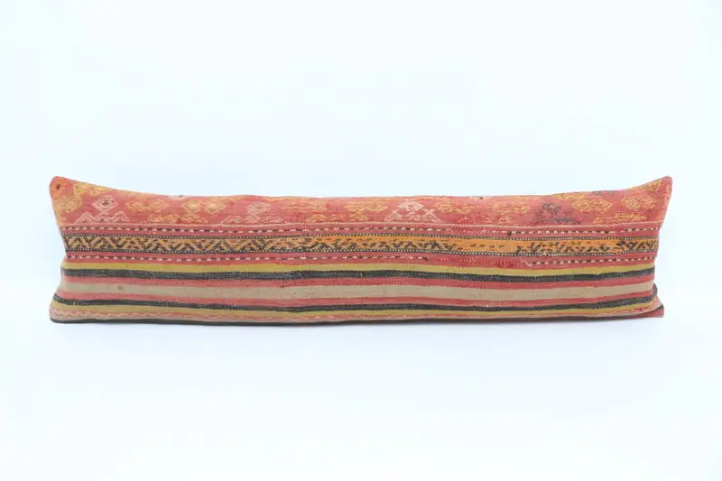 Throw Kilim Pillow, Bench Cushion Case, Vintage Pillow, 12x48 Red Pillow, Living Room Throw Pillow Sham, Pillow, Interior Designer Pillow - 1