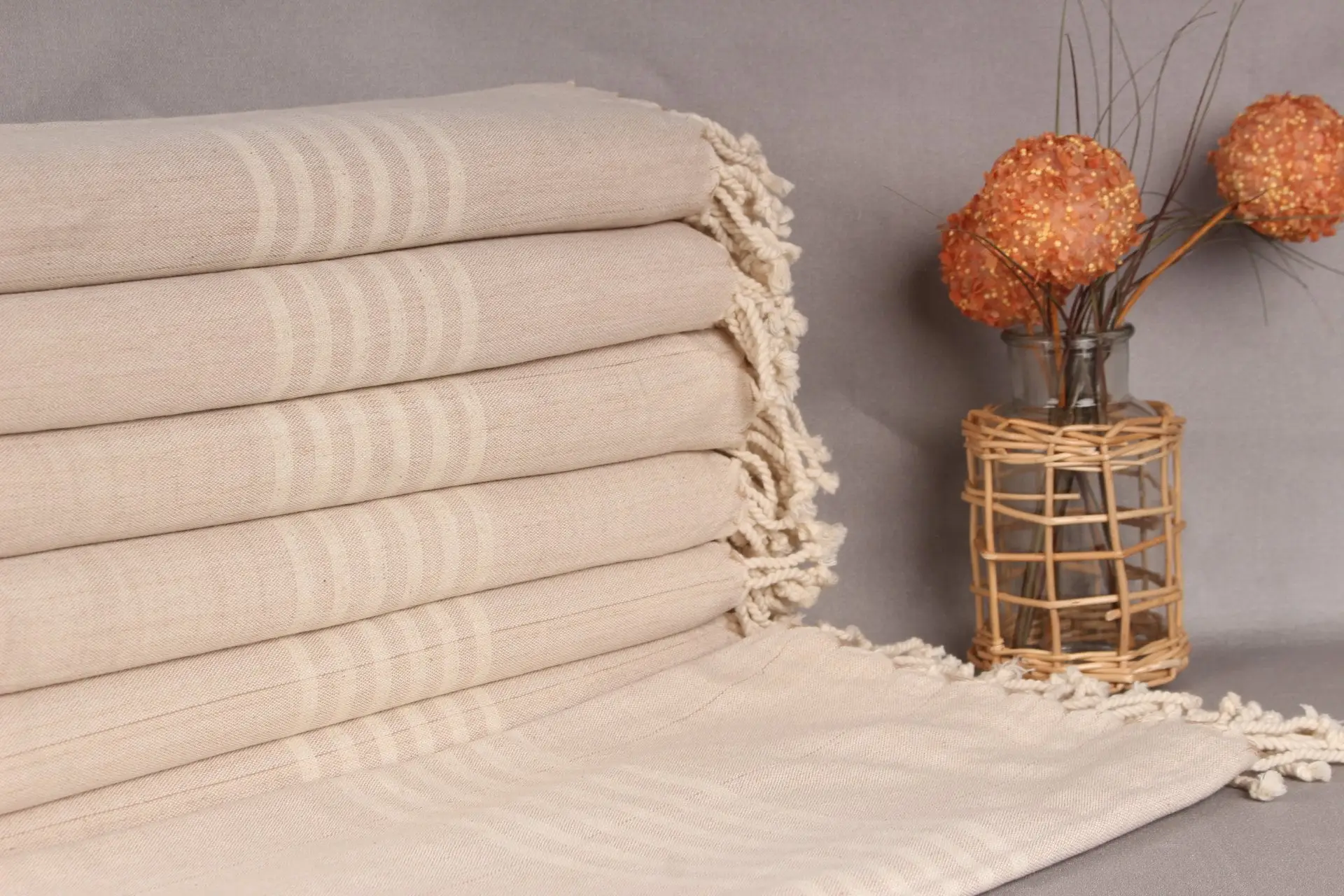 Custom Beach Towel Organic Cotton Light Beige, 40x71 Inches - 1
