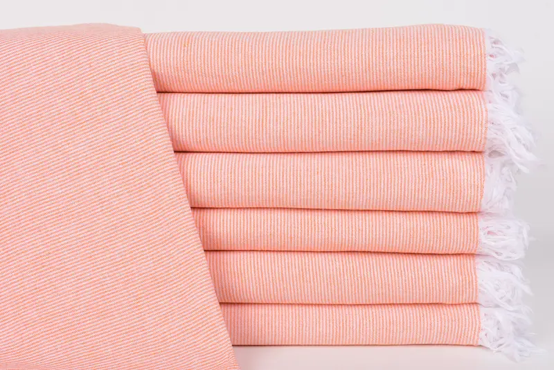 Personalized Beach Towel Orange Stripes, 70x40 Inches, Organic Cotton
