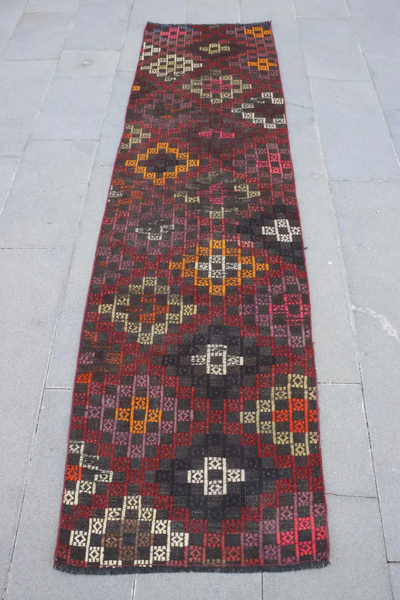 Kırmızı Patchwork Halı, 2,2x8,2 ft Canlı Dekor