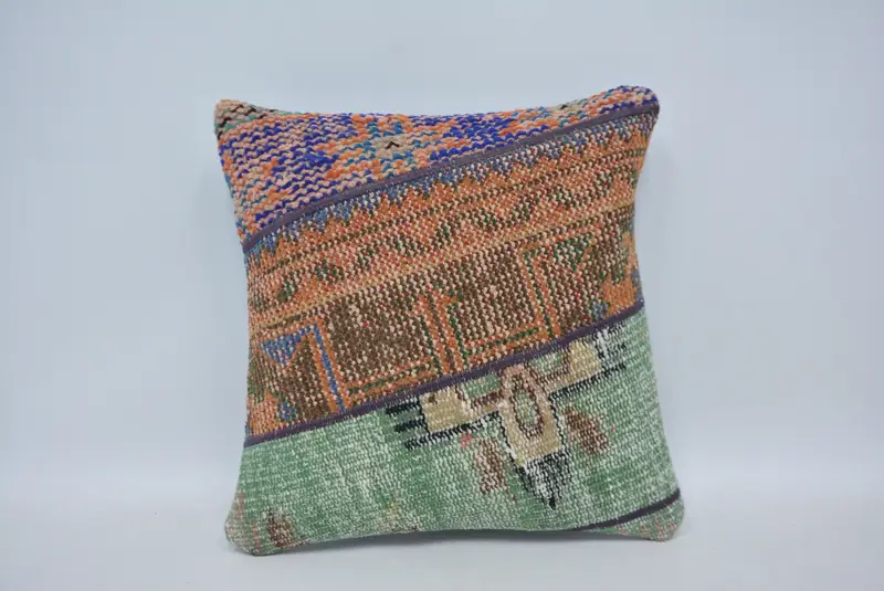 Pillow for Sofa, Decorative Throw Cushion, Designer Throw Cushion, 16x16 Orange Cushion, Pillow Sham, Antique Pillows, Interior Designer Pillow - 1