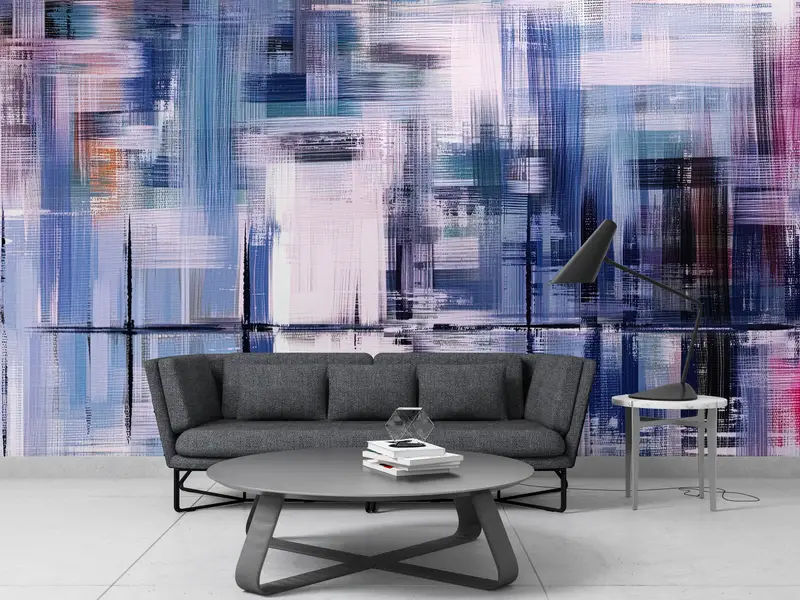 Contemporary Wall Art,Paper Wall Art ,Custom Wall Paper,Modern Wall Paper,Colorful Painting,Abstract Wall Mural,Purple Mural, - 6