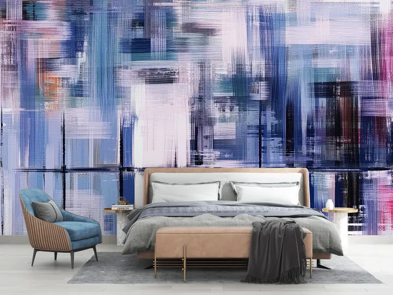 Contemporary Wall Art,Paper Wall Art ,Custom Wall Paper,Modern Wall Paper,Colorful Painting,Abstract Wall Mural,Purple Mural, - 8