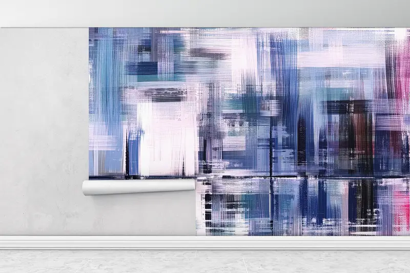 Contemporary Wall Art,Paper Wall Art ,Custom Wall Paper,Modern Wall Paper,Colorful Painting,Abstract Wall Mural,Purple Mural, - 5