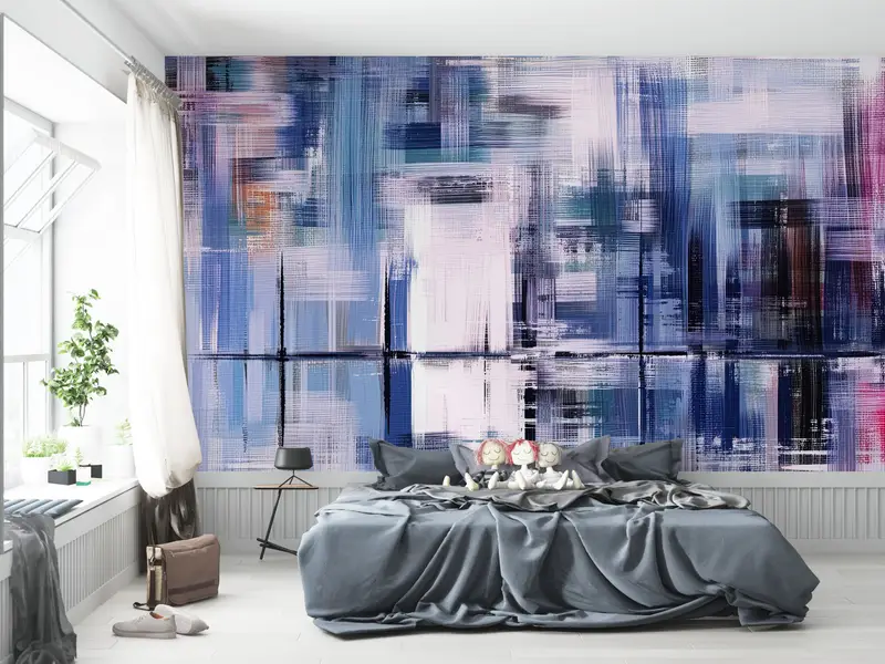 Contemporary Wall Art,Paper Wall Art ,Custom Wall Paper,Modern Wall Paper,Colorful Painting,Abstract Wall Mural,Purple Mural, - 2