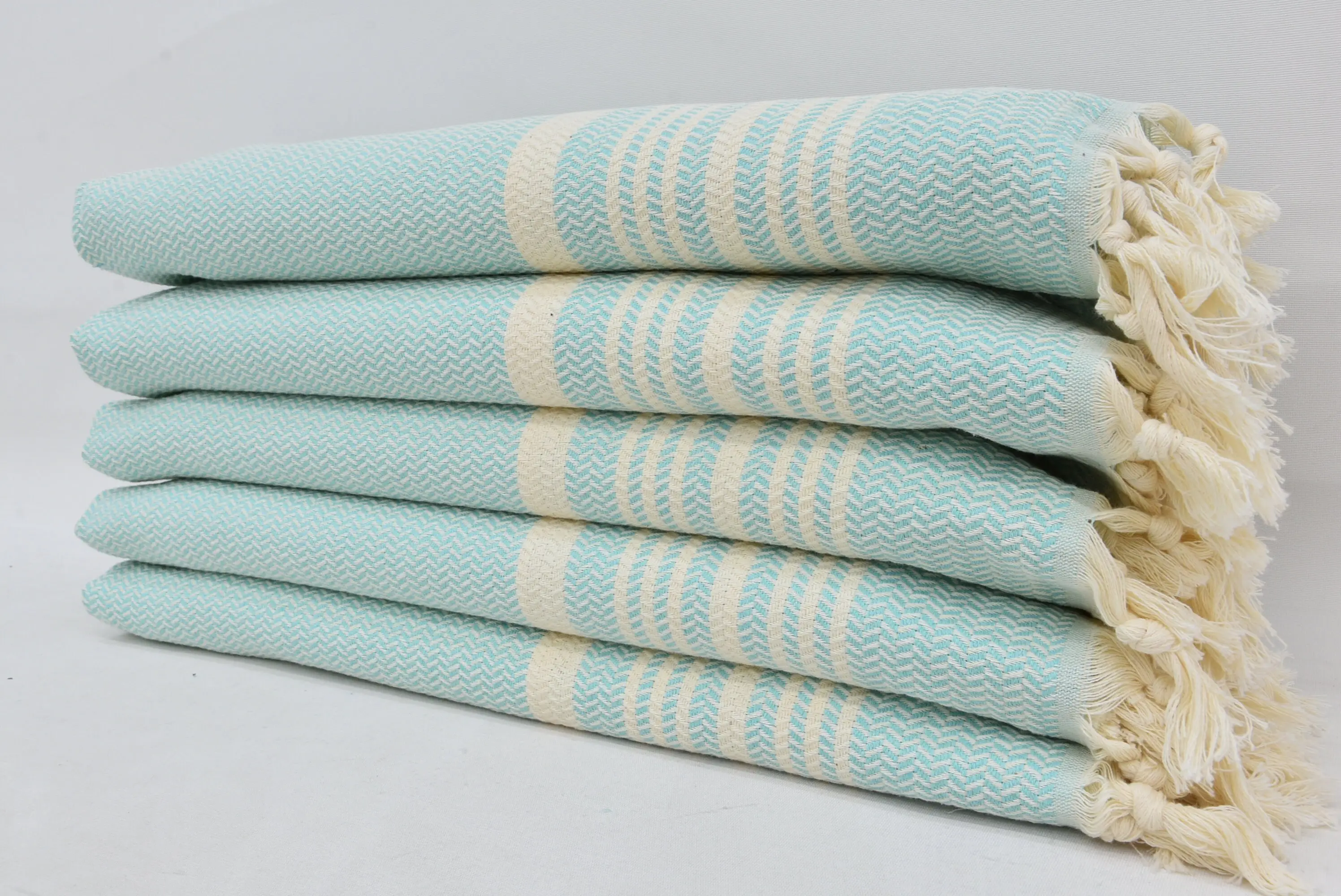 Kitchen Towel Organic Cotton Green and Beige, 18x36 - 1