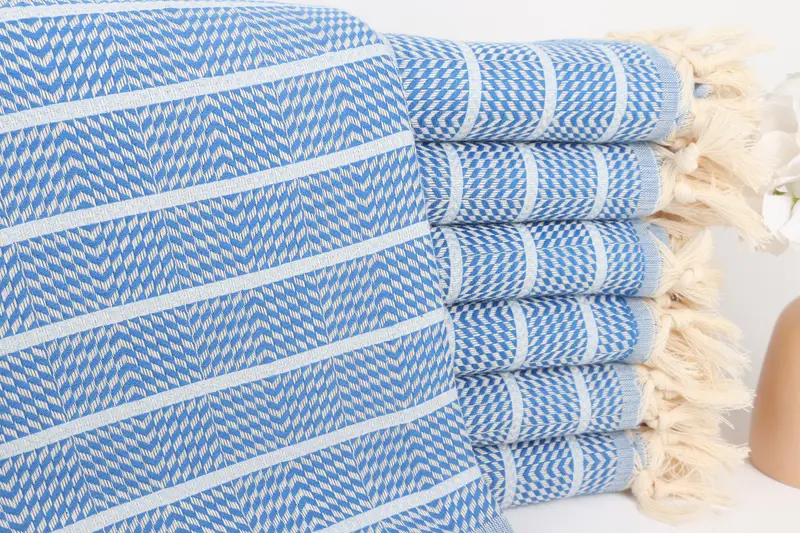 Turkish Towel Monogrammed Personalized Sax Blue-Baby Blue, 40x71 Inches